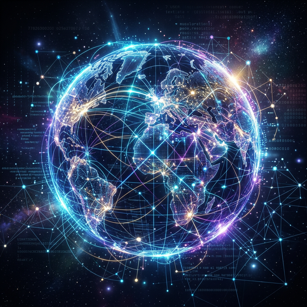 Abstract AI infrastructure network globe